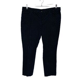 Ann Taylor Womans Sz 16 Plus Pants Blue Polka Dot Velvet Stretch Pockets